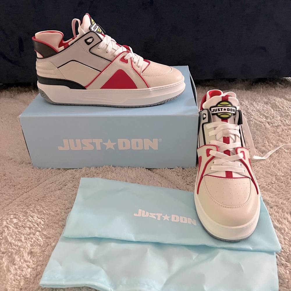 Just Don Tennis Courtside Mid-Top Sneakers - Size 13 / 46